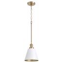 Quorum International Studio White/Aged Brass 8 in. 100W 1-Light Medium E-26 Incandescent Pendant 