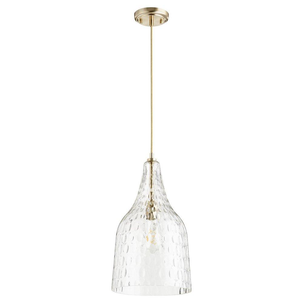 Quorum International Aged Brass 10 in. 60W 1-Light Medium E-26 Incandescent Clear Glass Pendant 