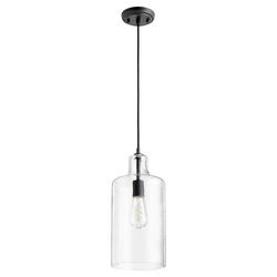 7 in. 60W 1-Light Medium E-26 Incandescent Clear Glass Pendant in Noir