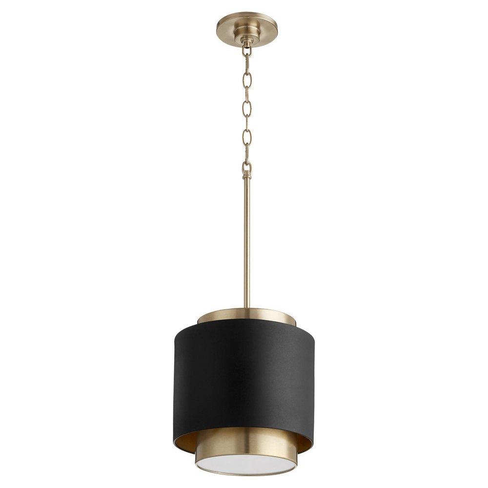 Quorum International Noir/Aged Brass 10-1/2 in. 100W 1-Light Medium E-26 Incandescent Pendant 