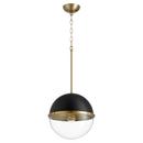 12-3/4 in. 60W 1-Light Medium E-26 Incandescent Clear Glass Pendant in Noir with Aged Brass