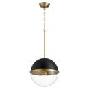 Quorum International Noir/Aged Brass 12-3/4 in. 60W 1-Light Medium E-26 Incandescent Clear Glass Pendant 