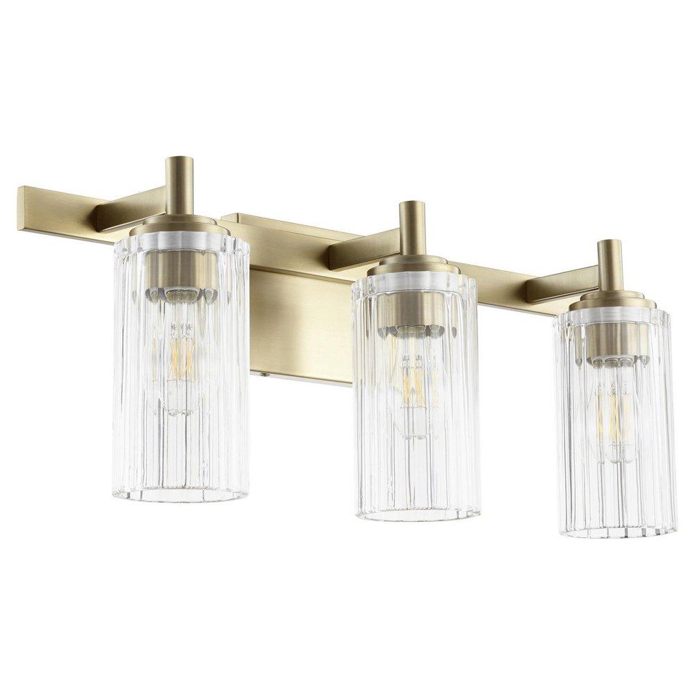 Quorum International Aged Brass 60W 3-Light Medium E-26 Vanity Fixture 