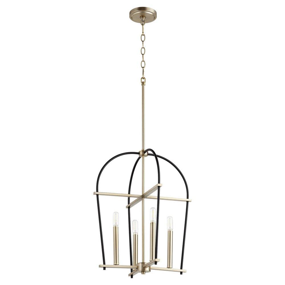 Quorum International Noir/Aged Brass 60W 4-Light Candelabra E-12 Incandescent Chandelier 
