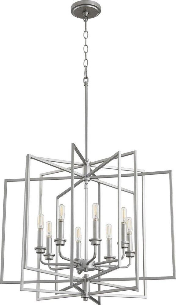 Quorum International Classic Nickel 60W 8-Light Candelabra E-12 Pendant 