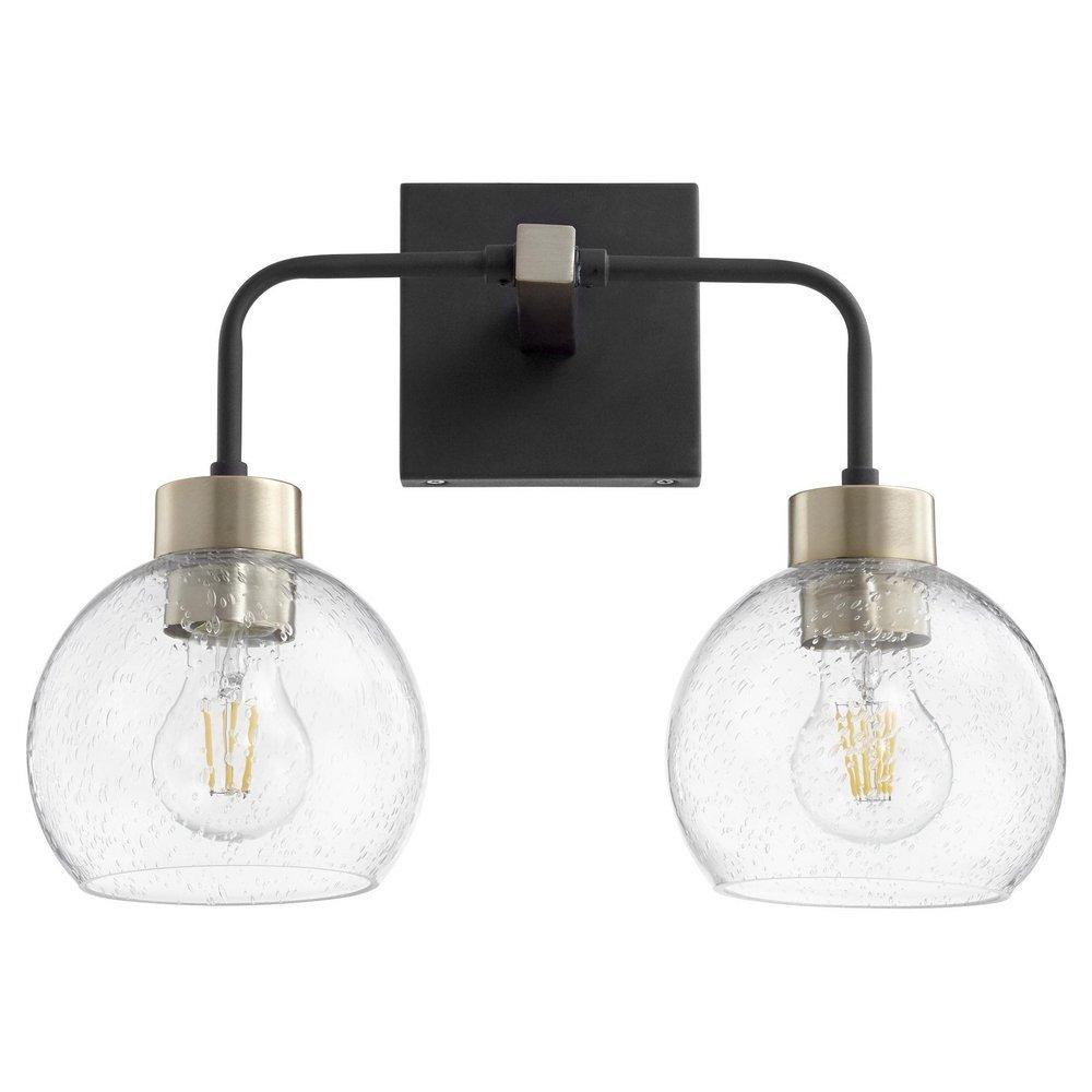 Quorum International Noir/Aged Brass 100W Medium E-26 Vanity Fixture in Noir with Aged Brass 