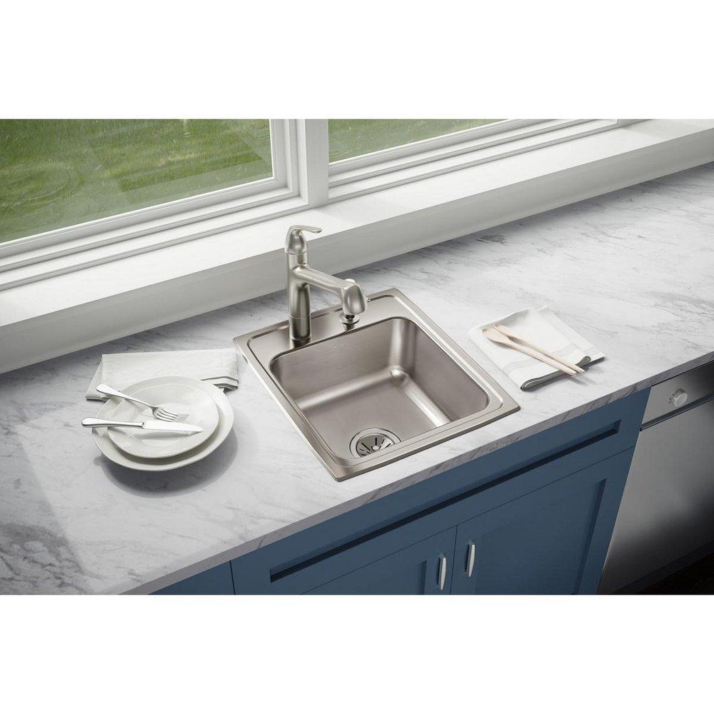 Elkay Lustrous Satin 17 x 20 in. Stainless Steel Single Bowl Drop-in Kitchen Sink in Lustrous Satin 
