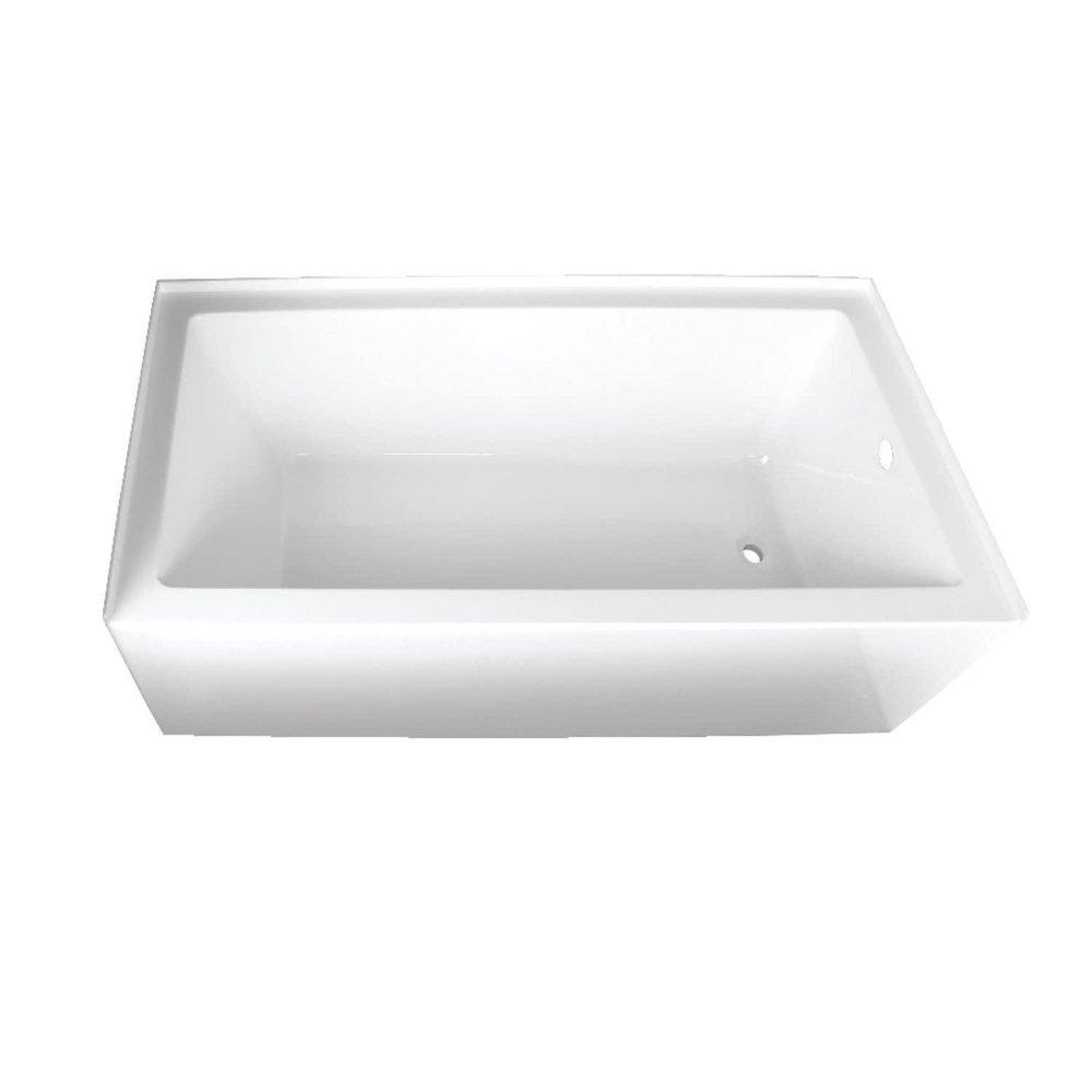 Aqua Eden 66" Three Wall Alcove Acrylic Soaking Tub with Right Drain Hole - Less Assembly and Overflow 
