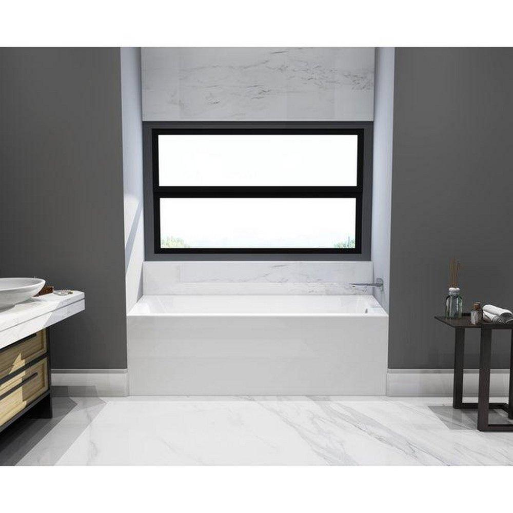 Aqua Eden 66" Three Wall Alcove Acrylic Soaking Tub with Right Drain Hole - Less Assembly and Overflow 