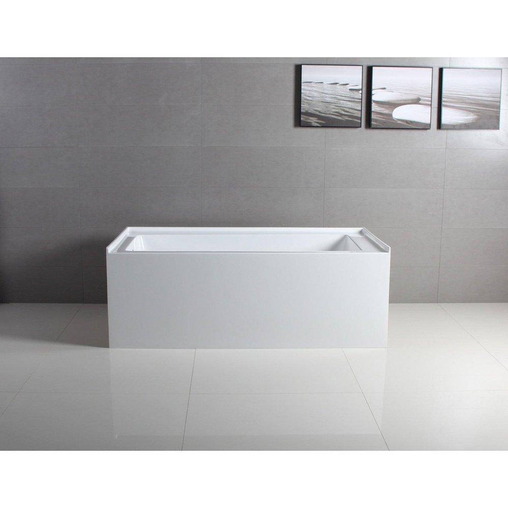 Aqua Eden 60" Three Wall Alcove Acrylic Soaking Tub with Left Drain Assembly and Overflow 
