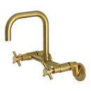 Kingston Brass Brushed Brass Two Handle Bridge and Widespread Kitchen Faucet 
