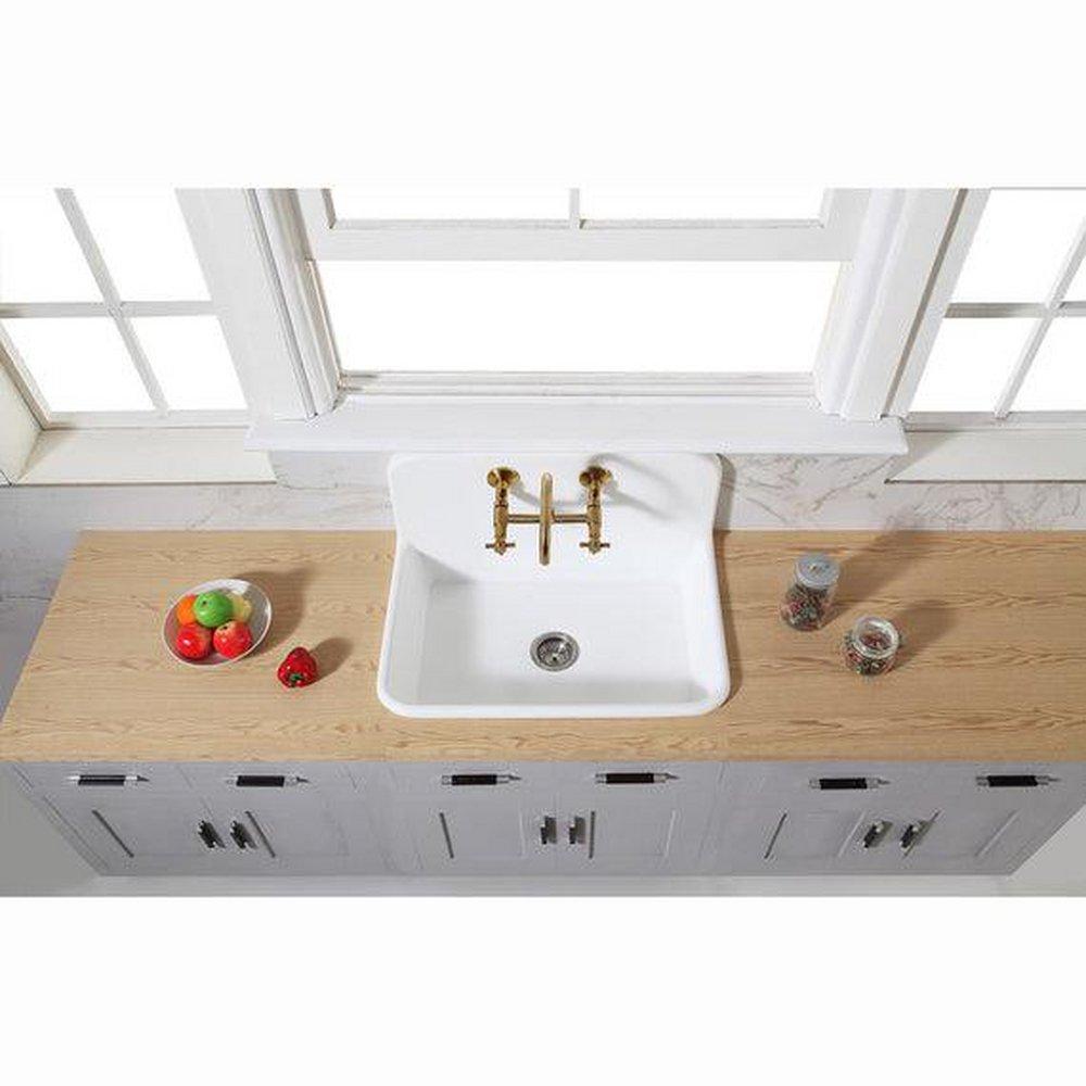 Kingston Brass Brushed Brass Two Handle Bridge and Widespread Kitchen Faucet 