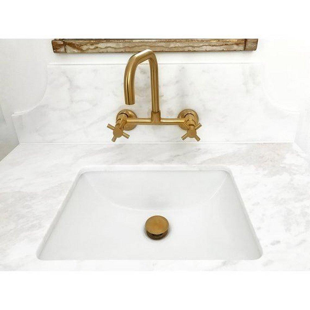 Kingston Brass Brushed Brass Two Handle Bridge and Widespread Kitchen Faucet 