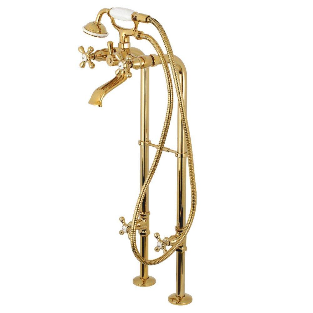 Kingston Brass Polished Brass Three Handle Cross Floor Mount Filler 