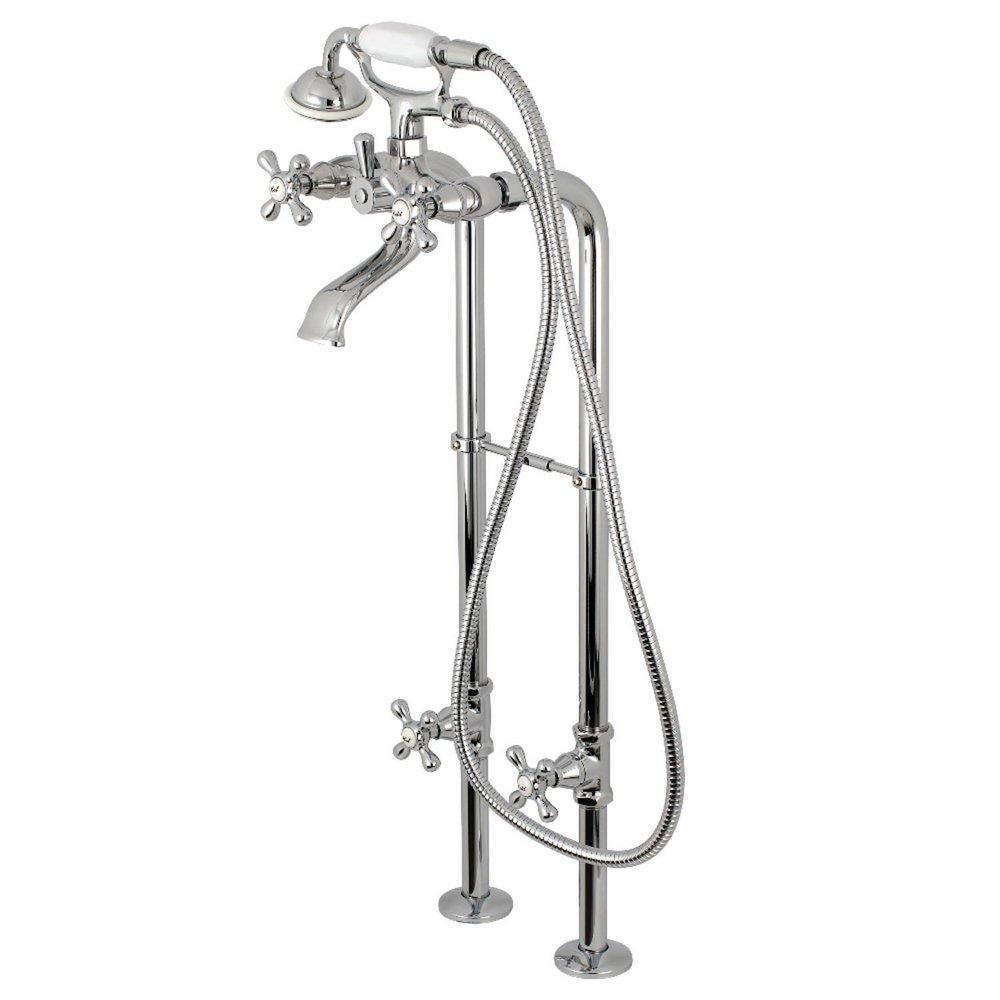 Kingston Brass Polished Chrome Three Handle Cross Floor Mount Filler 