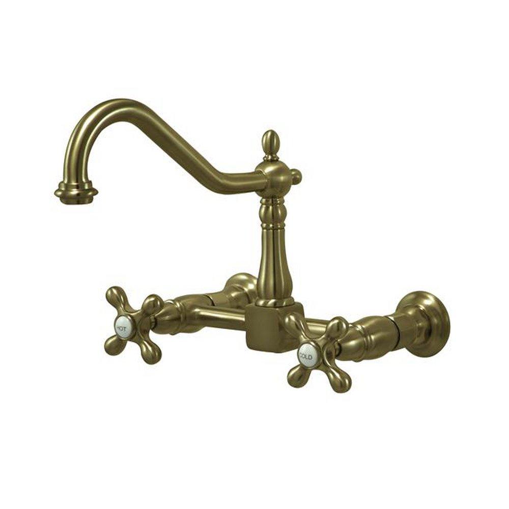 Kingston Brass Antique Brass Bridge Kitchen Faucet 