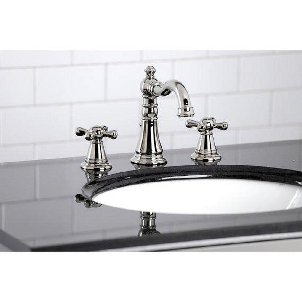 Kingston Brass Polished Nickel Two Handle Widespread Bathroom Sink Faucet 