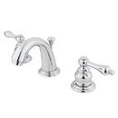 English Country Widespread Bathroom Faucet with Pop-Up Drain Assembly and Metal Lever Handles 