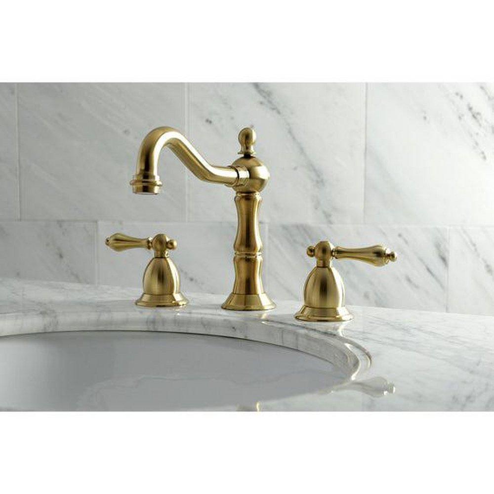 Heritage 1.2 GPM Widespread Deck Mounted Bathroom Faucet with Lever Handles - Pop-Up Assembly Included 