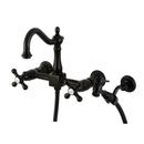 Heritage 1.8 GPM Wall Mounted Widespread Kitchen Faucet with Side Spray and Cross Handles 