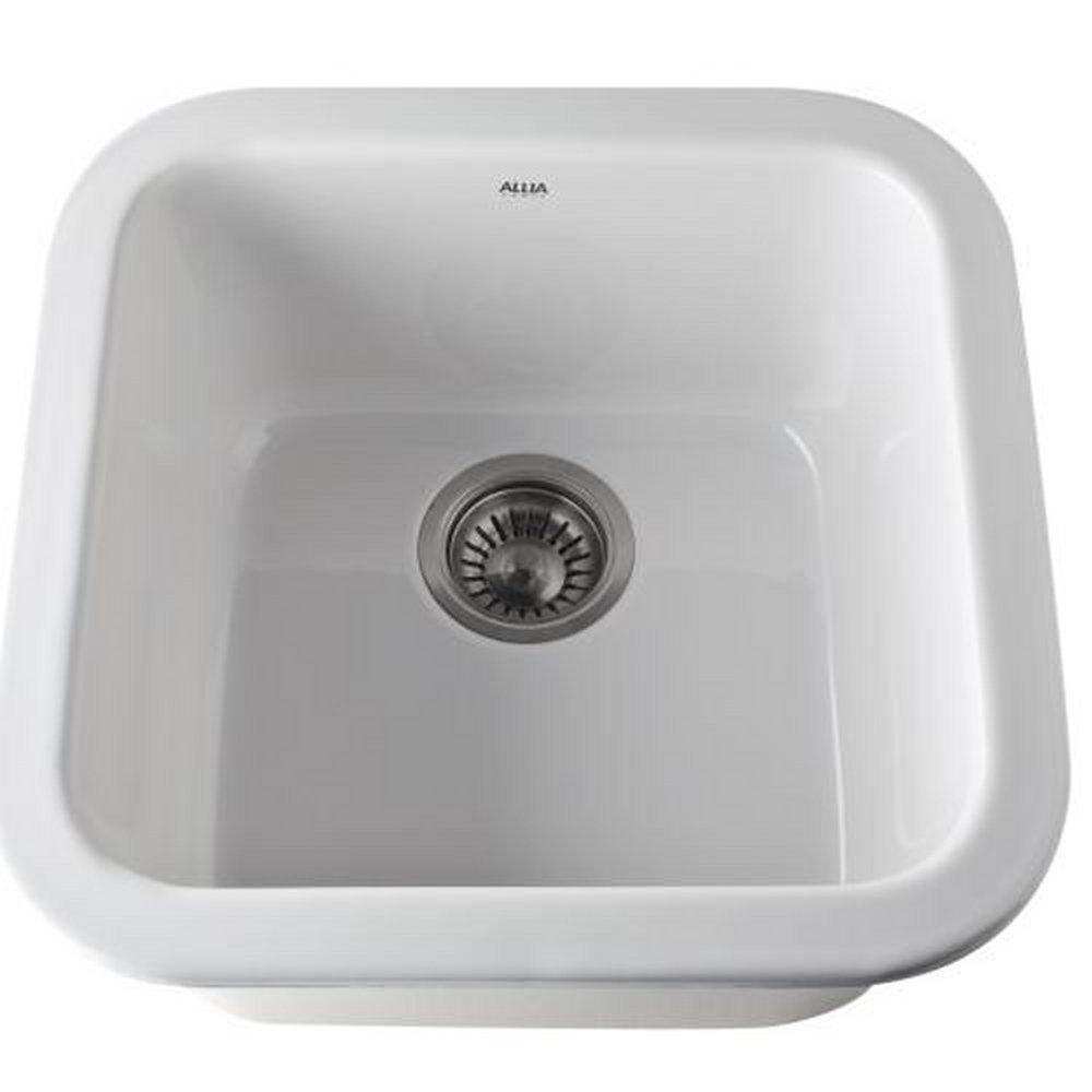 ROHL® White 17-7/8 x 17-1/2 in. Drop-in and Undermount Fireclay Bar Sink 