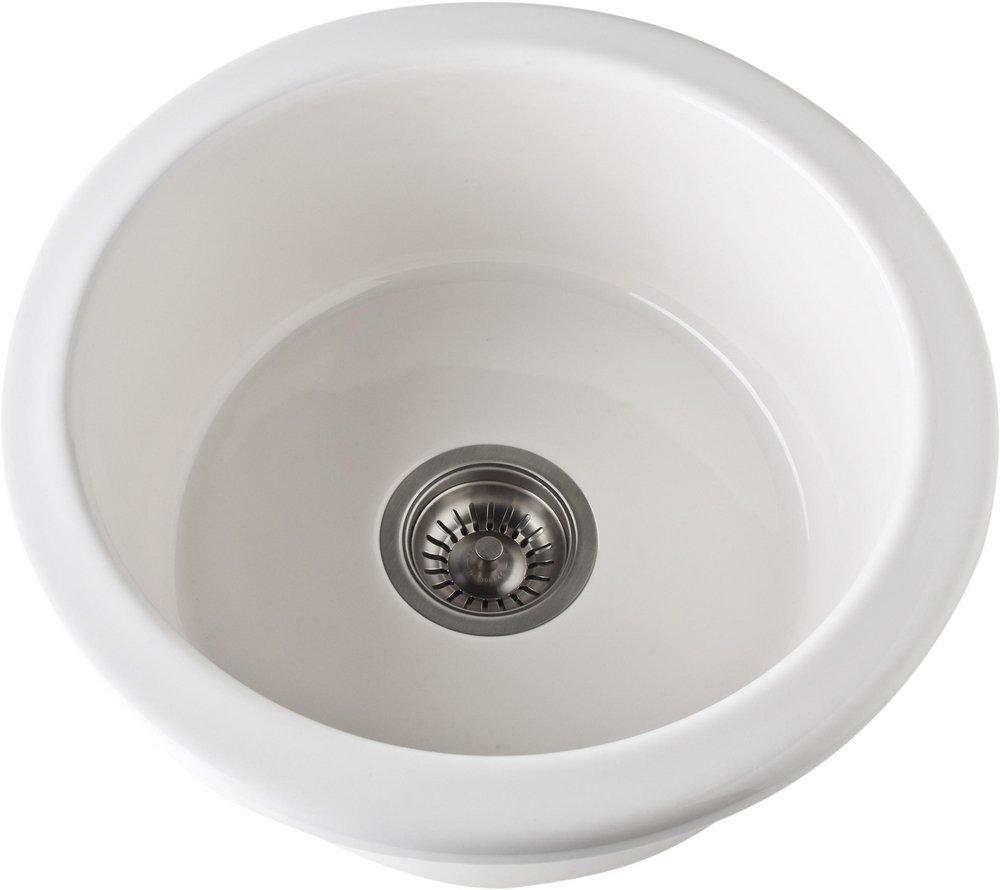 ROHL&reg; Biscuit 17-7/8 x 17-1/2 in. Drop-in and Undermount Fireclay Bar Sink 