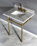 Templeton 30" Wall Mounted Marble Lavatory Console with Brass Pedestal 
