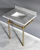 Kingston Brass Carrara Marble/Brushed Brass Consoles Bathroom Sink 