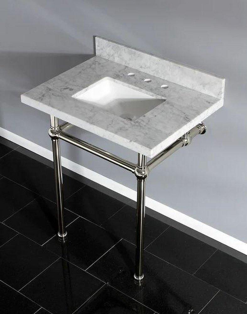 Templeton 30" Wall Mounted Marble Lavatory Console with Brass Pedestal 