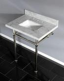 Templeton 30" Wall Mounted Marble Lavatory Console with Brass Pedestal 