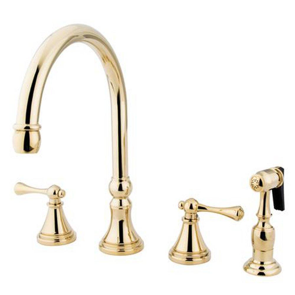 Kingston Brass Polished Brass Widespread Kitchen Faucet 