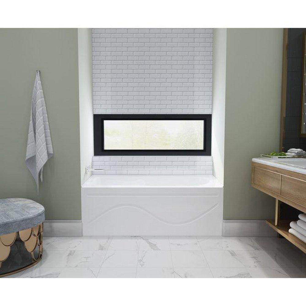 Aqua Eden 60" Three Wall Alcove Acrylic Soaking Tub with Left Drain Assembly and Overflow 