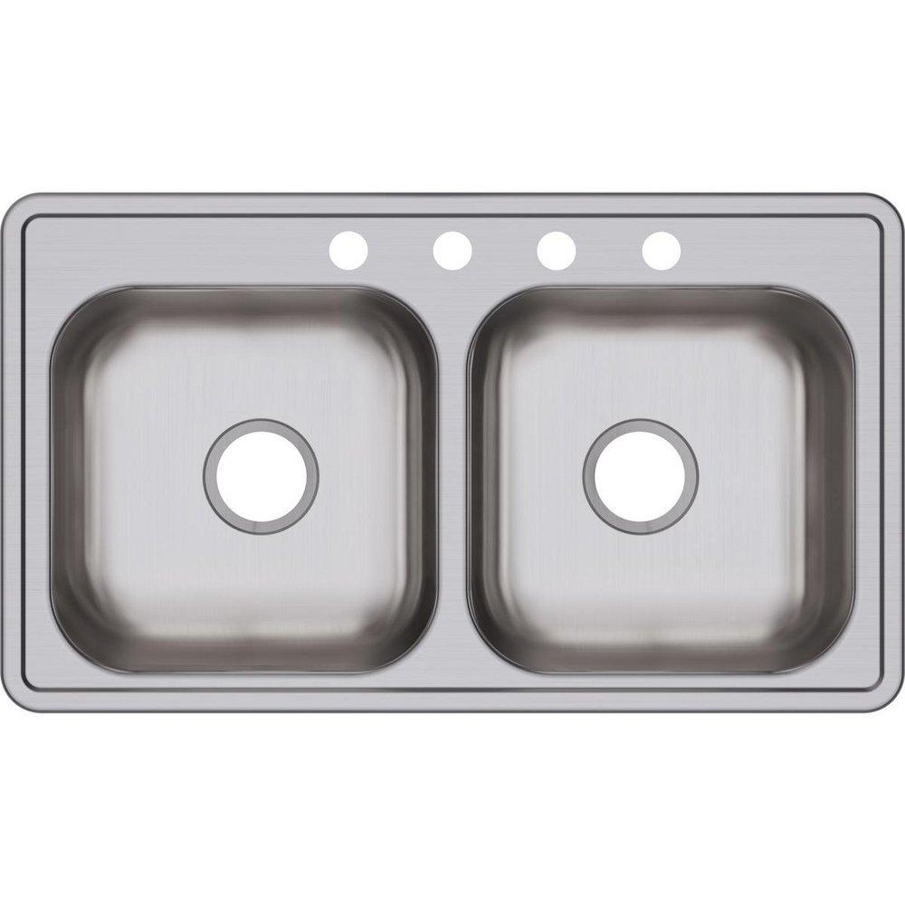 Dayton Satin 33 x 19 in. Stainless Steel Double Bowl Drop-in Kitchen Sink in Satin 