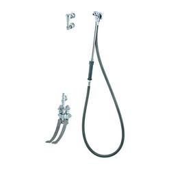 Bedpan Washer, Pedal Valve, Vacuum Breaker, Extended Spray Outlet, 5' PVC Hose