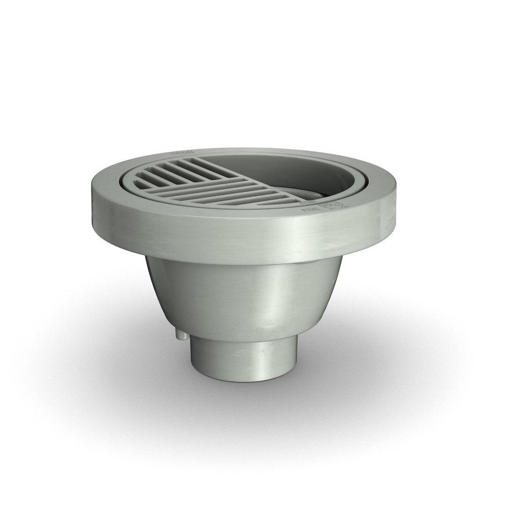 Zurn Polished Nickel 8-5/8 x 8-5/8 x 5 in. Floor Mount PVC Floor Sink 