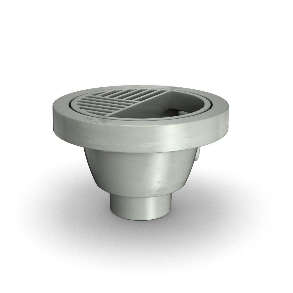 Zurn Polished Nickel 8-5/8 x 8-5/8 x 5 in. Floor Mount PVC Floor Sink 