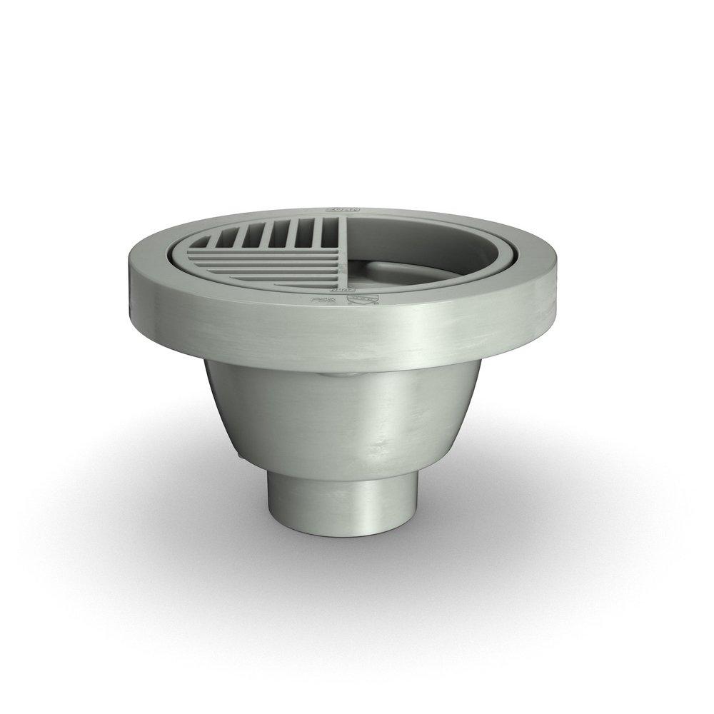 Zurn Polished Nickel 8-5/8 x 8-5/8 x 5 in. Floor Mount PVC Floor Sink 