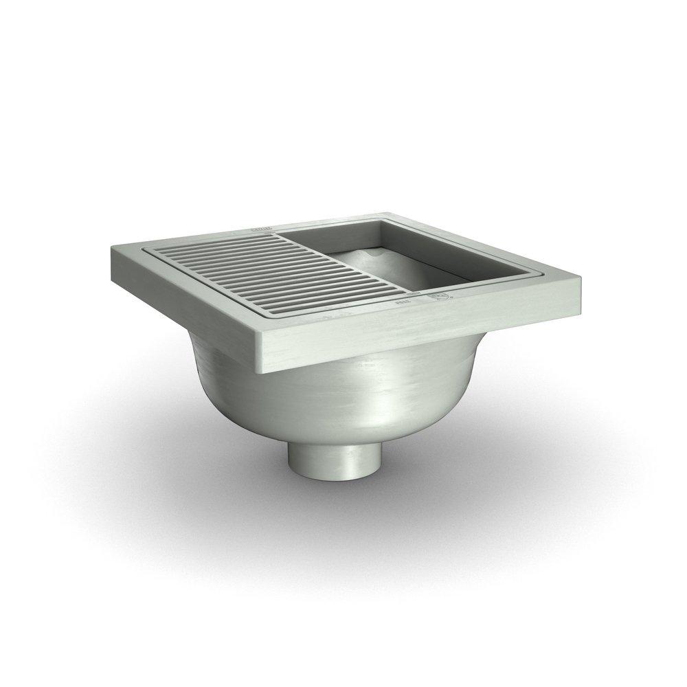 Zurn Polished Nickel 12 x 12 x 6-3/8 in. Floor Mount PVC Floor Sink 