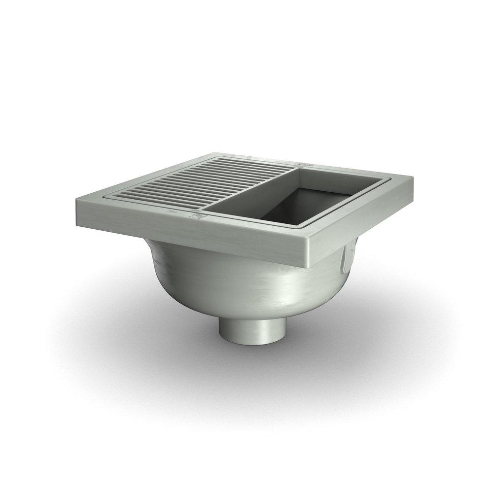 Zurn Polished Nickel 12 x 12 x 6-3/8 in. Floor Mount PVC Floor Sink 