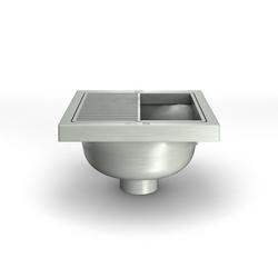 12 x 12 x 6-3/8 in. Floor Mount PVC Half Grate Floor Sink