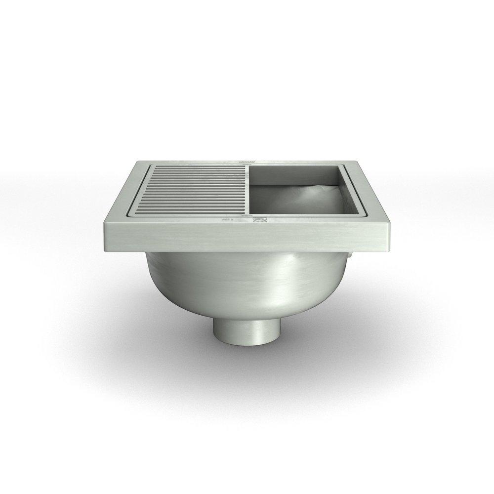 Zurn Polished Nickel 12 x 12 x 6-3/8 in. Floor Mount PVC Floor Sink 
