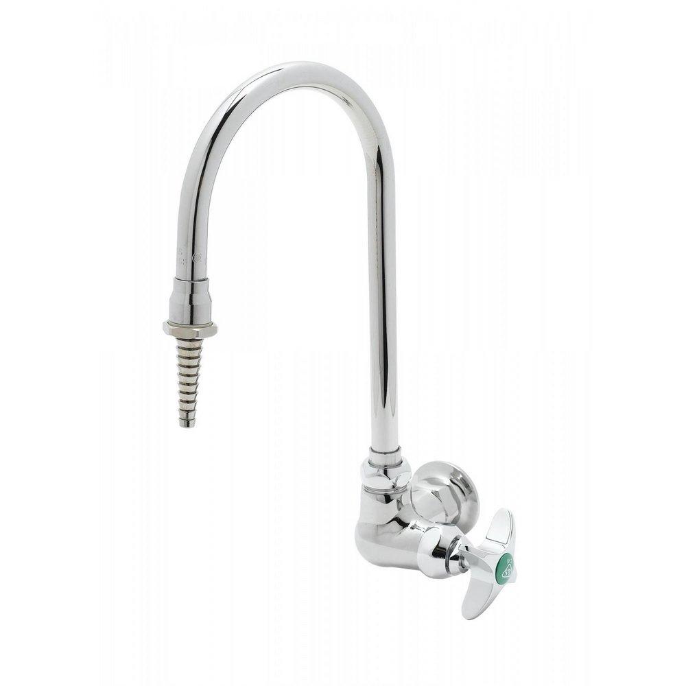 T&S Brass Polished Chrome Single Cross Handle Wall Mount Lab Faucet 
