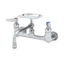 T&S Brass Polished Chrome 2-Hole Wall Mount Swing Mixing Faucet with Double Lever Handle 
