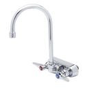 T&S Brass Chrome Plated 2-Hole Wall Mount Centerset Bar Sink Faucet with Double Lever Handle 