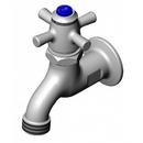 T&S Brass Polished Chrome Wall Mount Fast Closing Hose Faucet with Single 4-Arm Handle 