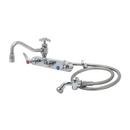 T&S Brass Chrome Plated 2.2 gpm 3 Hole Wall Mount Workboard Faucet with Double Four Arm Handle 