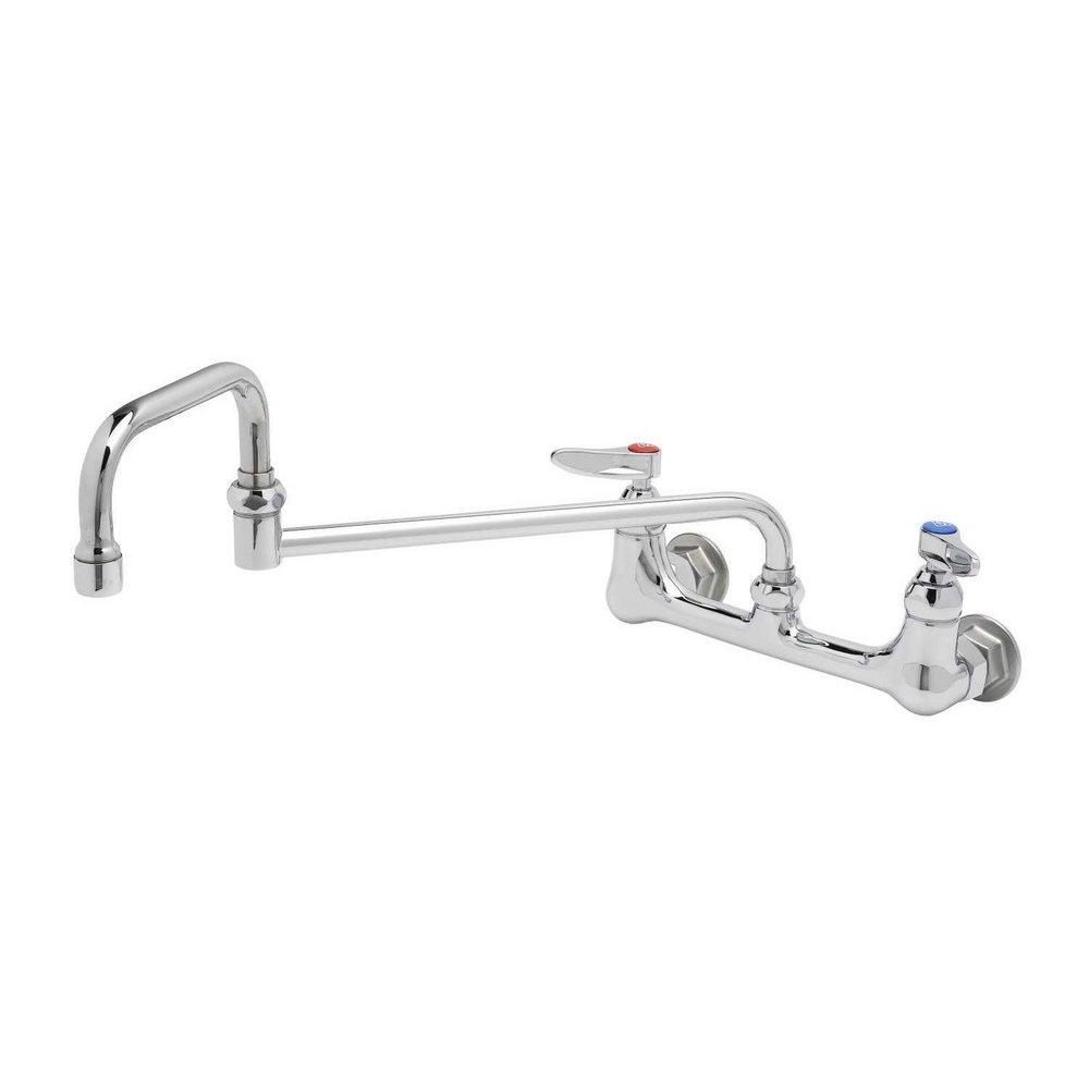 T&S Brass Chrome Plated Two Lever Handle Wall Mount Service Faucet 