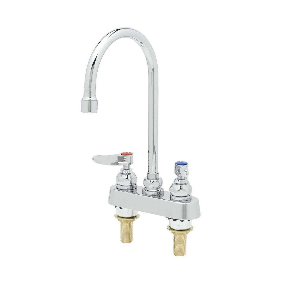 T&S Brass Chrome Plated Deckmount Workboard and Bar Sink Faucet 