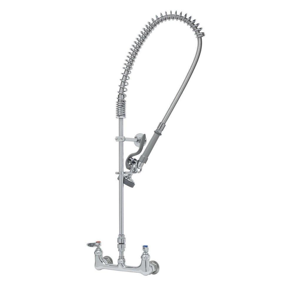 T&S Brass Polished Chrome Two Handle Lever Wall Mount Food Service Faucet 