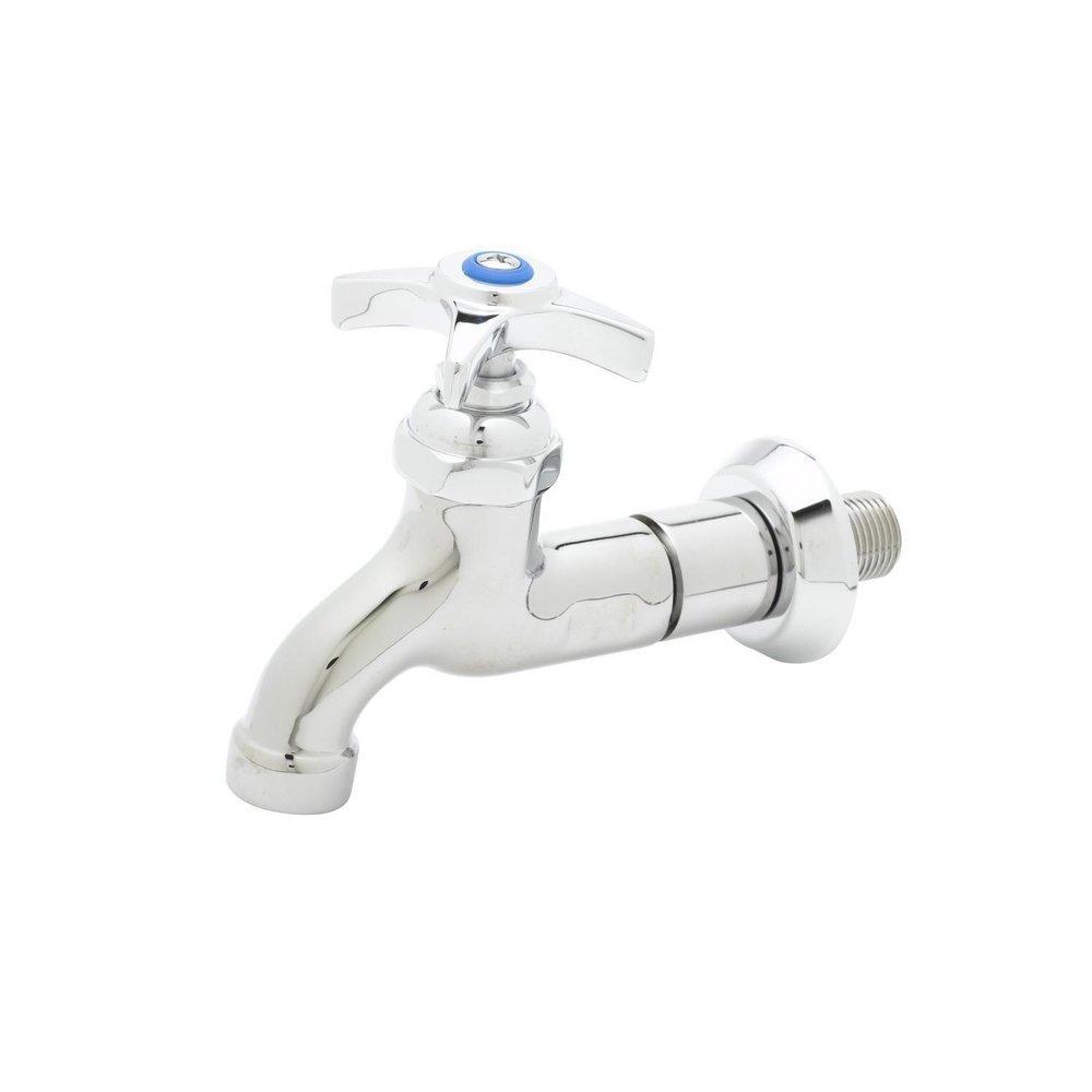 T&S Brass Polished Chrome Single Handle Cross Wall Mount Faucet 